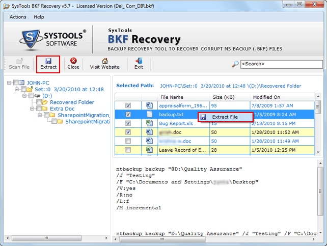 Click to view Repair Windows BKF File 5.8 screenshot